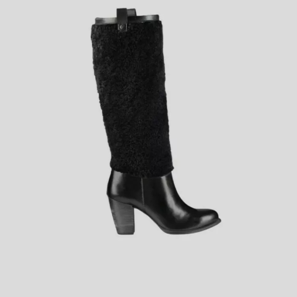 UGG | Leather knee-high Sheep Black boots BRAND NEW size 6